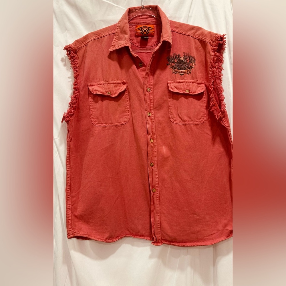 Bike Week 2009 Daytona XL Cut Off Denim Motorcycle Button Down‎ Shirt  Rare